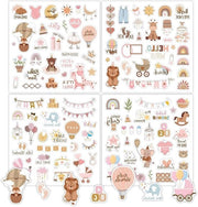 Pacchetto di 8 adesivi per album fotografico per bambini DIY - decorazione per feste scrapbook - marrone