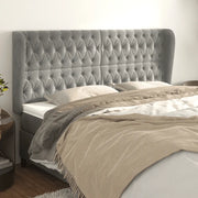 Testiera ad Orecchio-Testata con Orecchie Grigio Chiaro 183x23x118/128 cm in Velluto 481329