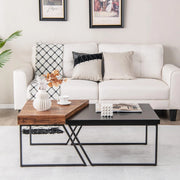 Set di 2 tavolini da caffè con gambe in metallo verniciato a polvere, stile trapezoidale, per soggiorno, ufficio, camera da letto, 120 x 60 x 46 cm, nero e marrone