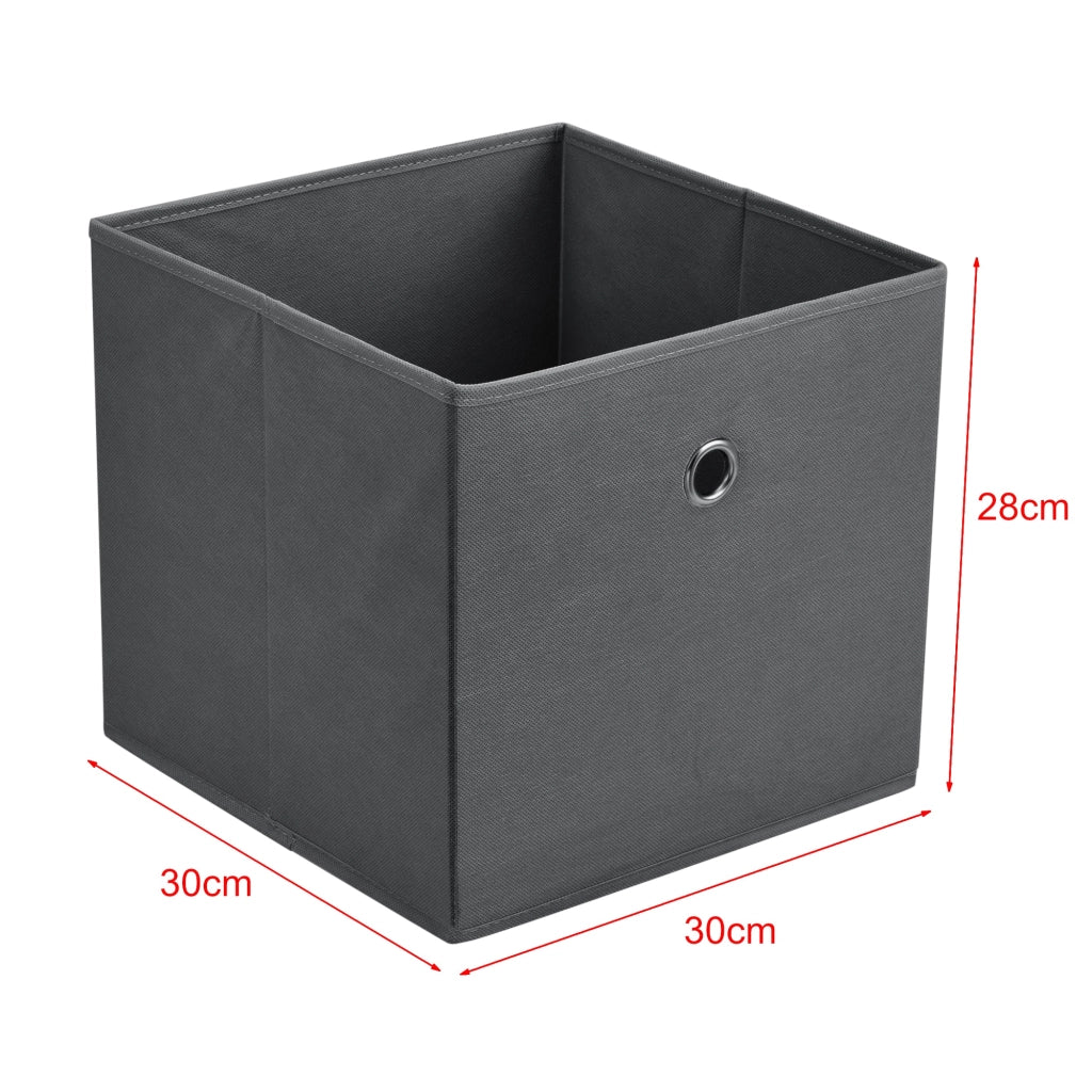 Set di 10 scatole portaoggetti in tessuto non tessuto 28 x 30 x 30 cm grigio scuro 03_0006546