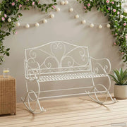 Panchina da giardino Bianco Antico Acciaio 42038699
