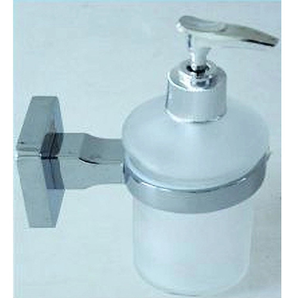 Trade Shop - Dispenser Porta Sapone Liquido Acciaio Vetro Satinato Fissaggio Parete Bagno 52207a -