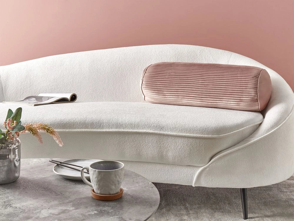 Cuscino decorativo lungo in velluto stampato tinta unita rosa 22 x 60 cm elegante raffinato