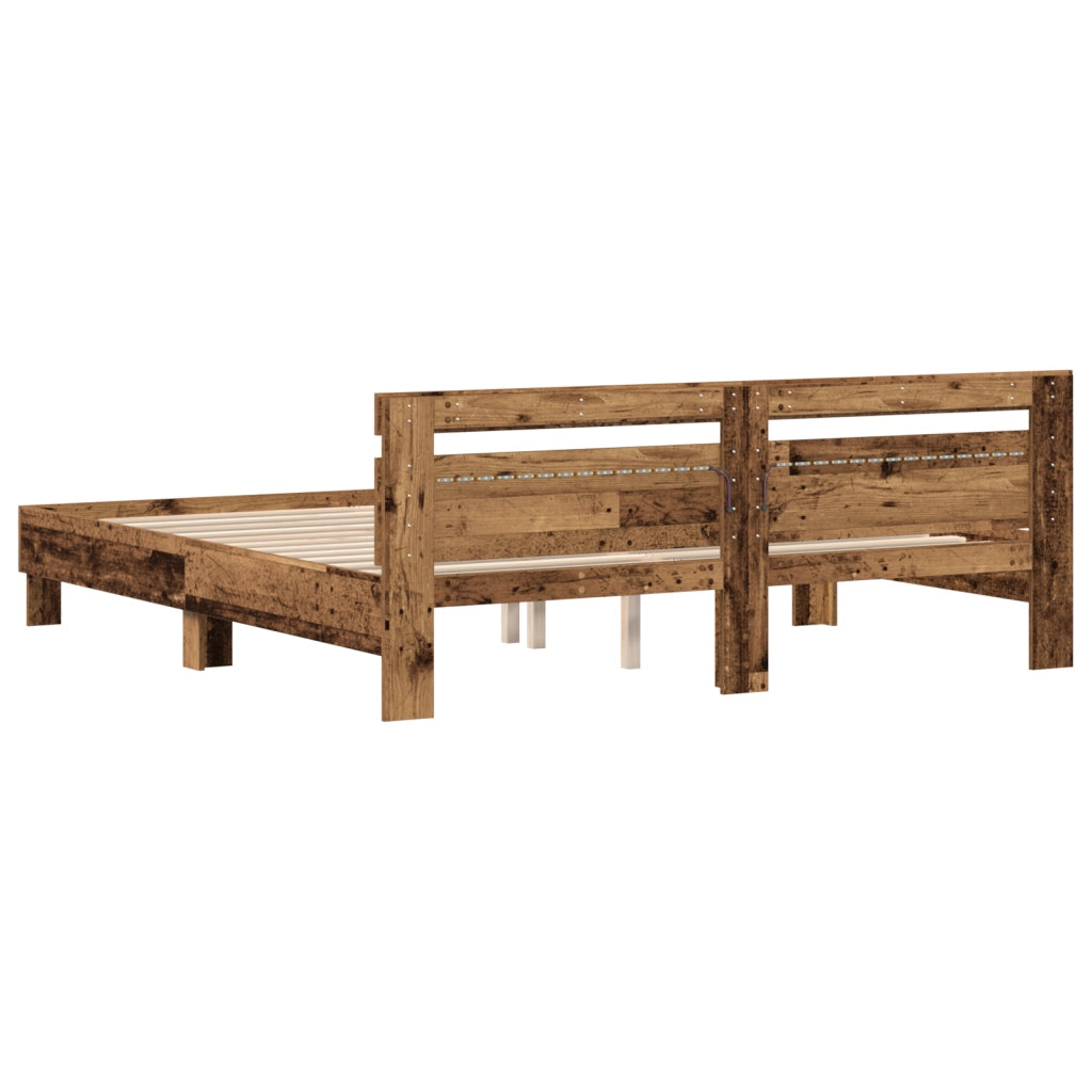 Struttura per Letto Legno Rustico Legno Massello di Recupero