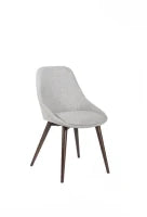 E-STYLO Sedia da pranzo in tessuto grigio chiaro con gambe e struttura in massello di noce, 58cm X 49cm H. 85cm.
