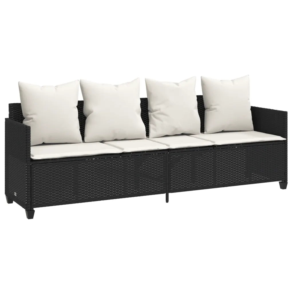 Set Divani da Giardino 5 pz | Set Salotto da Giardino con Cuscini in Polyrattan Nero