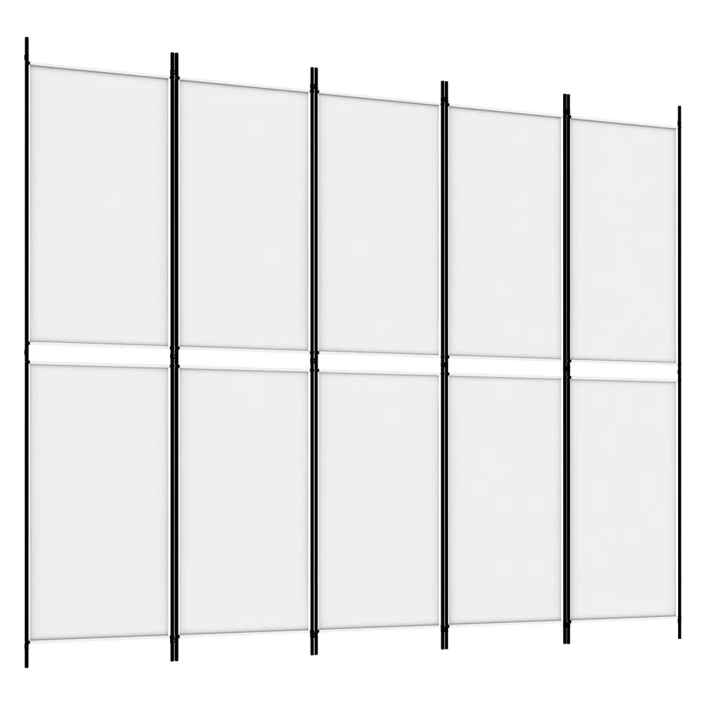 Divisorio a 5 Pannelli Bianco 250x200 cm Tessuto 350234