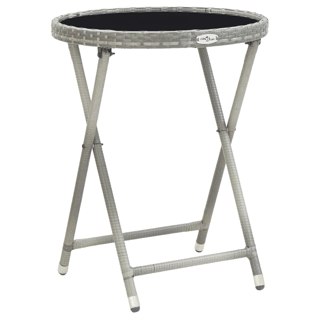 Set Bistrot da Giardino 5pz Polyrattan e Vetro Temperato Grigio 3058389