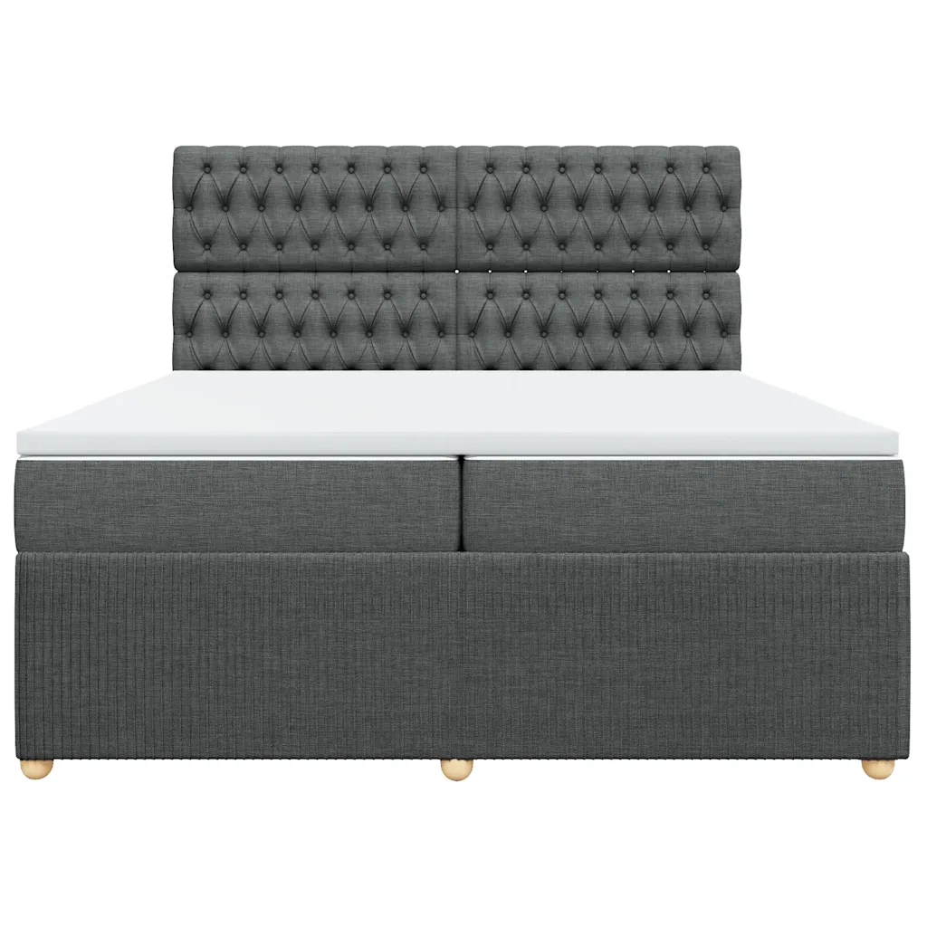 Giroletto a Molle con Materasso Grigio Scuro 200x200 cm Tessuto