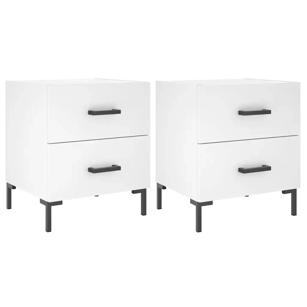 Set di 2 Comodini | Armadio da Notte | Mobiletto da notte Bianchi 40x35x47,5 cm in Legno Multistrato