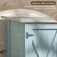 Armadietto da Esterno in Legno di Abete a 2 Ripiani con Tetto Impermeabile, 110x55x117 cm, Grigio