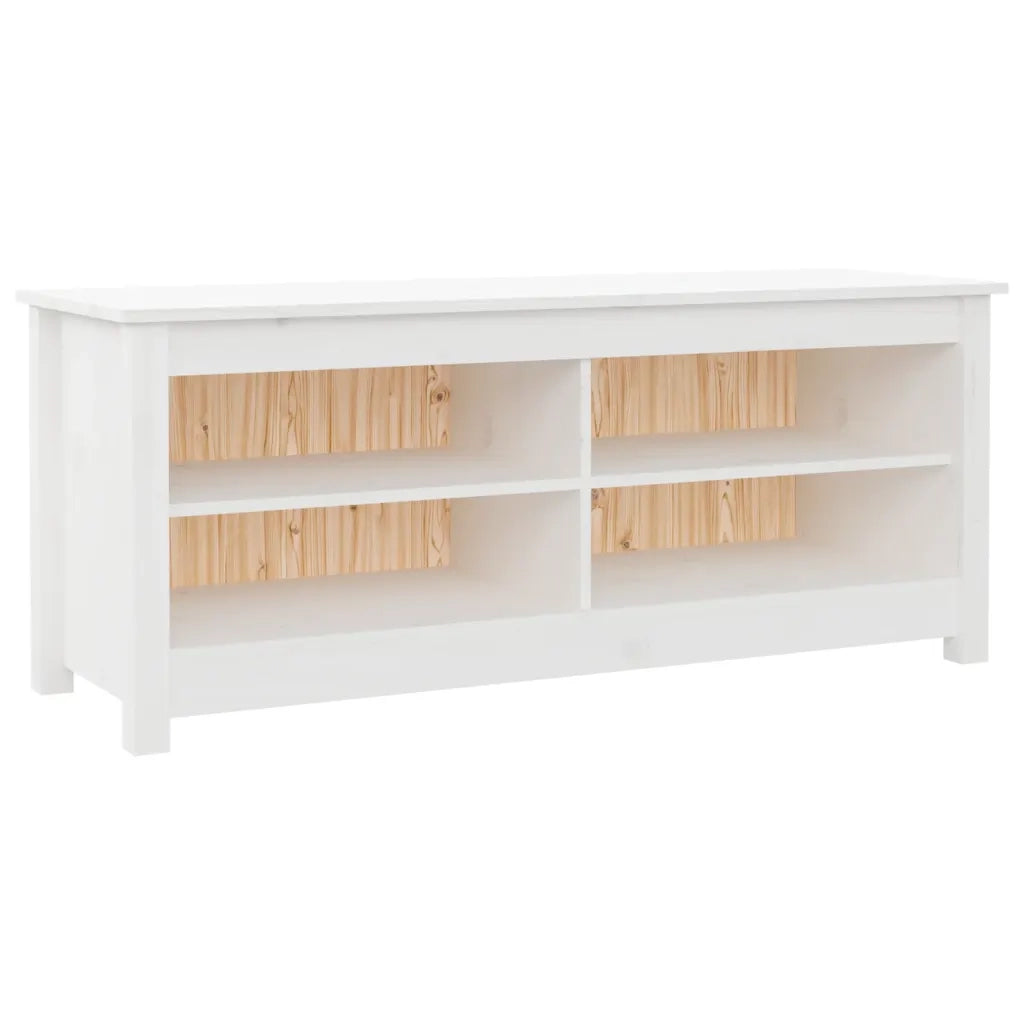 Scarpiera-Scaffale per scarpe Bianca 110x38x45,5 cm in Legno Massello di Pino 729157