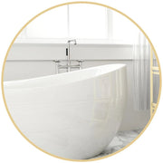 SPECCHIO ROTONDO DA BAGNO CON SUPERFICIE ANTIURTO, IN VETRO E ACCIAIO, Ï70X2.5 CM, COLOR ORO