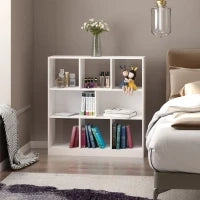 Mobile Libreria Portaoggetti a 3 Livelli e 8 Ripiani Totali, in MDF, 97.5x30x100 cm, Bianco