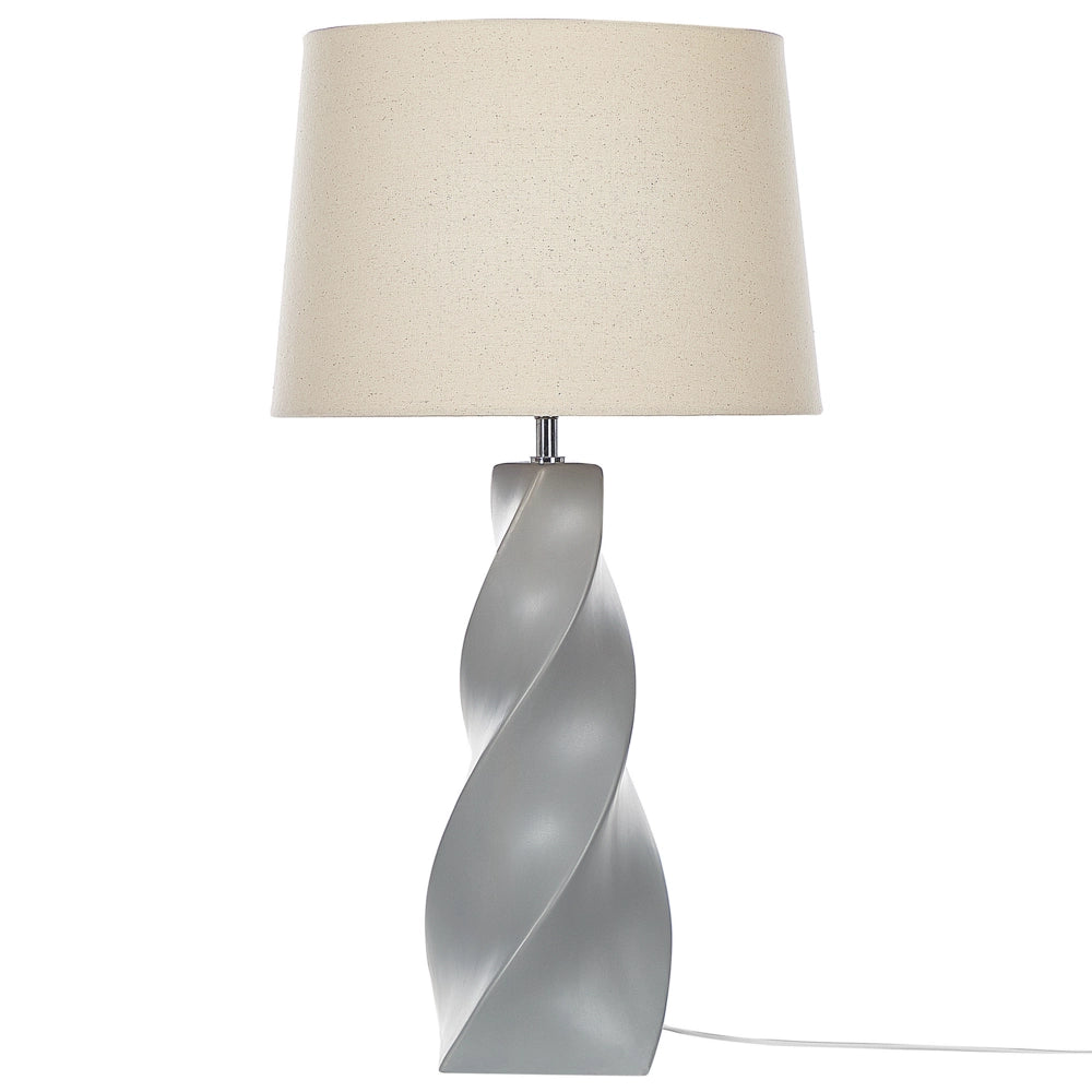 Lampada da tavolo Base in ceramica grigia 71 cm Paralume in tessuto bianco Lampada da comodino classica