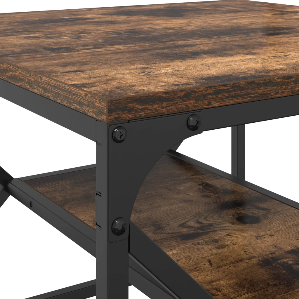 Tavolino da caffÃ¨ in legno ingegnerizzato con piano in rovere affumicato, 51x50x40 cm