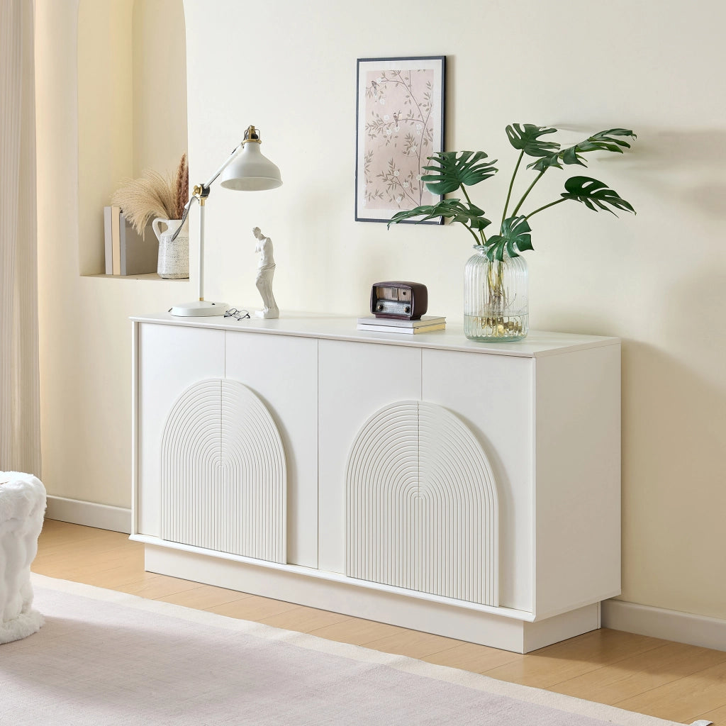 Sideboard bianco con 4 porte in MDF; 160 x 38 x 80 cm