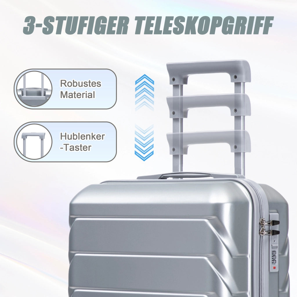 Set di due valigie girevoli in ABS da 14"/19" con lucchetto a combinazione e trousse da 14" (argento)