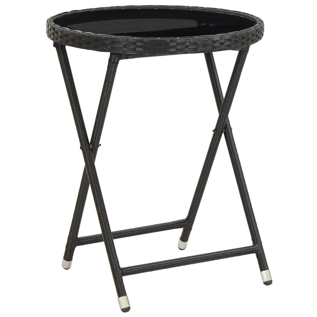 Set da Bistrò 3 pz con Cuscini Nero Polyrattan e Vetro 3278747