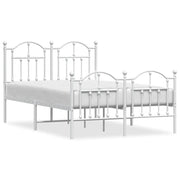 Letto matrimoniale | Letto per adulti | Giroletto con Testiera e Pediera Metallo Bianco 120x200 cm