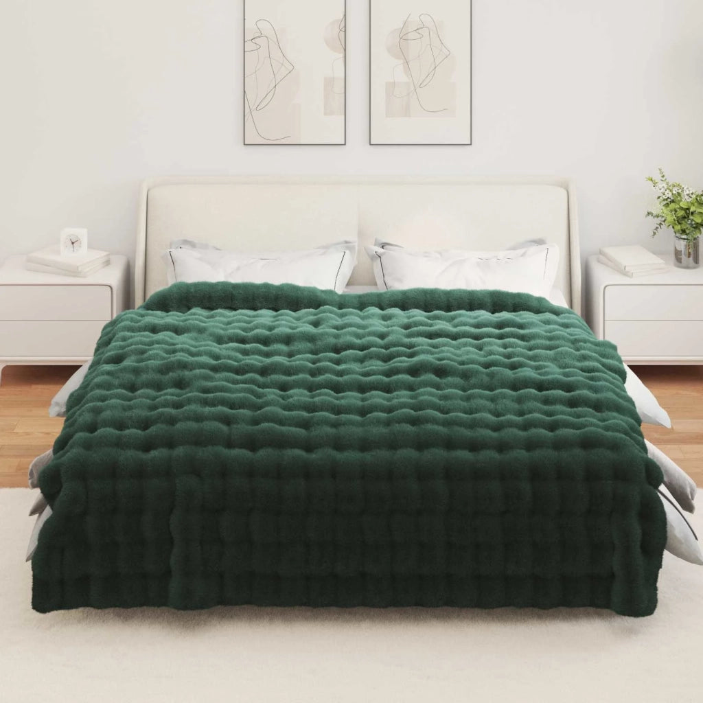 Coperta antiscivolo in sintetica di coniglio Olite Verde Scuro