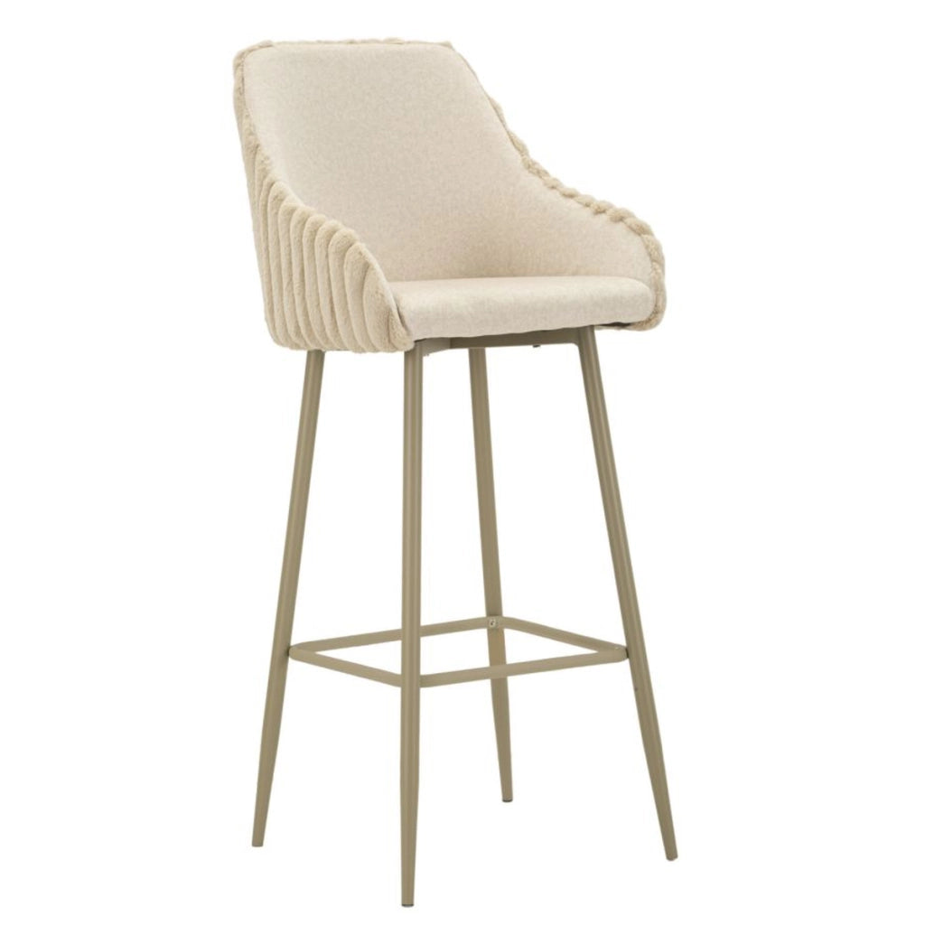 Set di 2 Sgabelli Alti VKH881, Beige, Poliestere, 52x46x111 cm