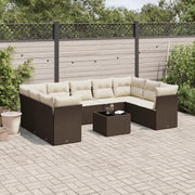 Set Divani da Giardino 10pz con Cuscini in Polyrattan Marrone 3249982
