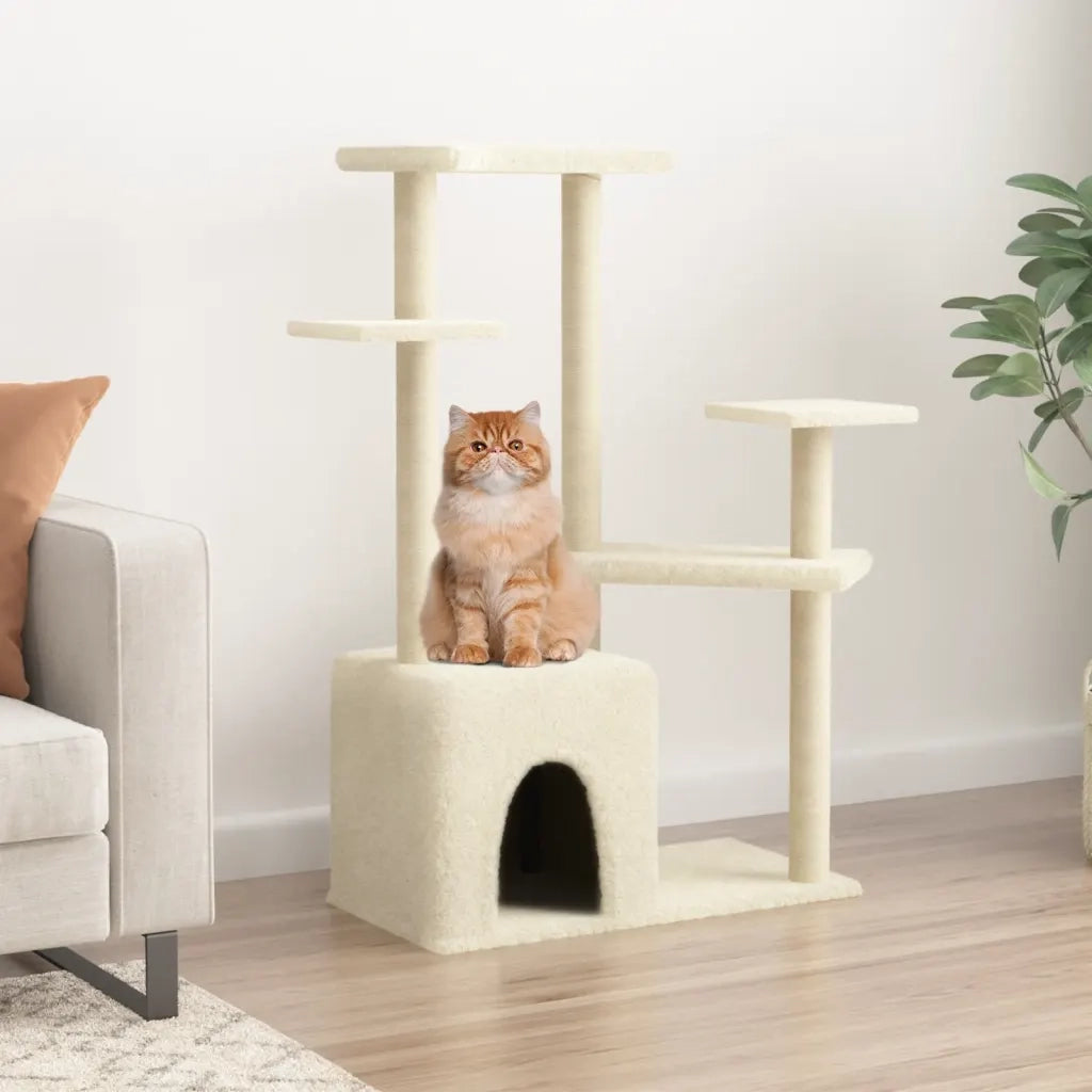 Albero per Gatti con Tiragraffi in Sisal Crema 107,5 cm