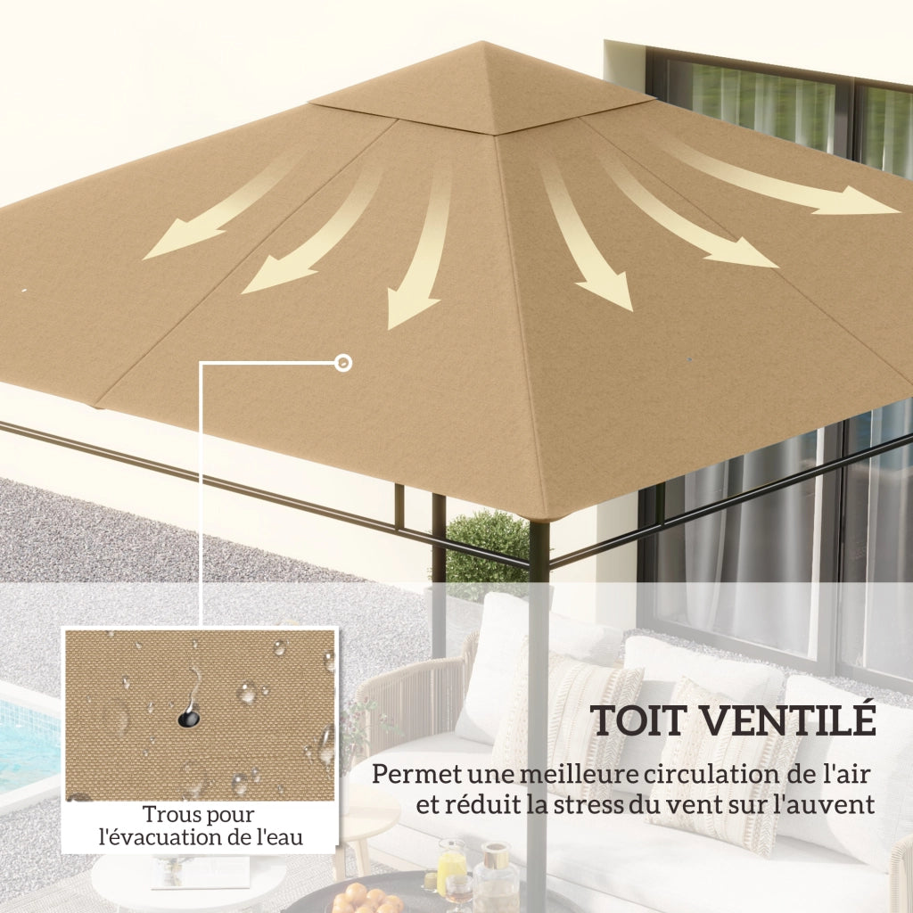 Telo di ricambio per gazebo 3x3m ¨C Xylo ¨C tessuto poliestere anti-UV 180g/m2 beige
