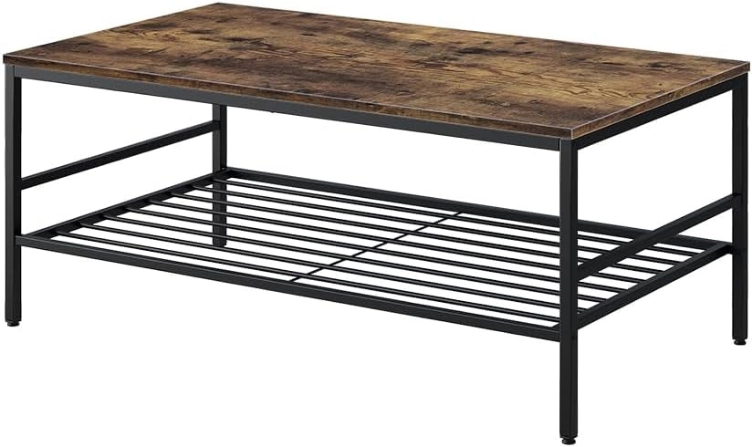 Tavolino da salotto Fyrk, Rovere Goldkraft/nero, 106 x 60 cm con ripiano, adatto per riporre riviste e telecomandi