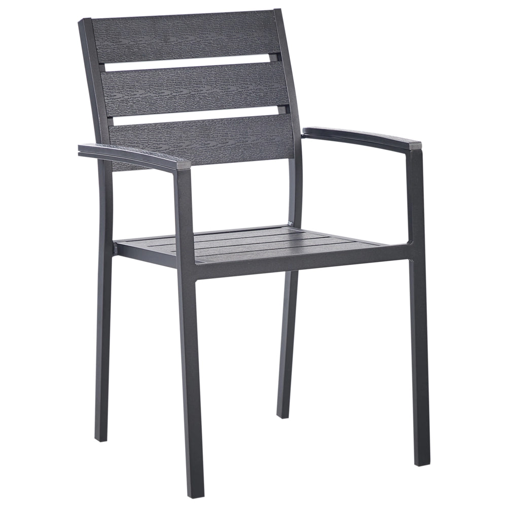 Set di 6 sedie da giardino da pranzo nero con schienale a doghe in alluminio anodizzato set di sedie da esterno