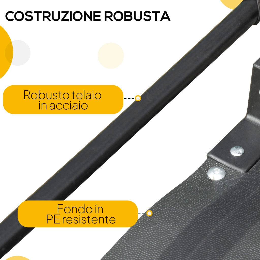 Carrello Bici da 70L con 2 Ruote da 16" 2 Catarifrangenti e Bandierina 125x64x53,5 cm in Acciaio e PE Nero