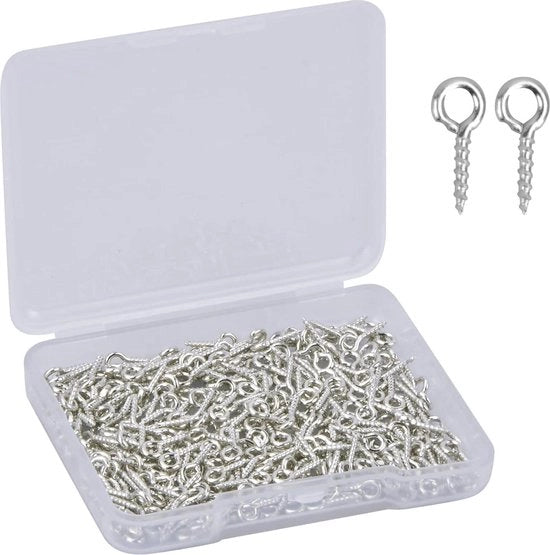 300 pezzi di viti a testa a occhio 10 mm - viti occhio mini - viti a occhio a gancio - piccole viti occhi - progetti di fai da te - creare gioielli - arredamento - argento .