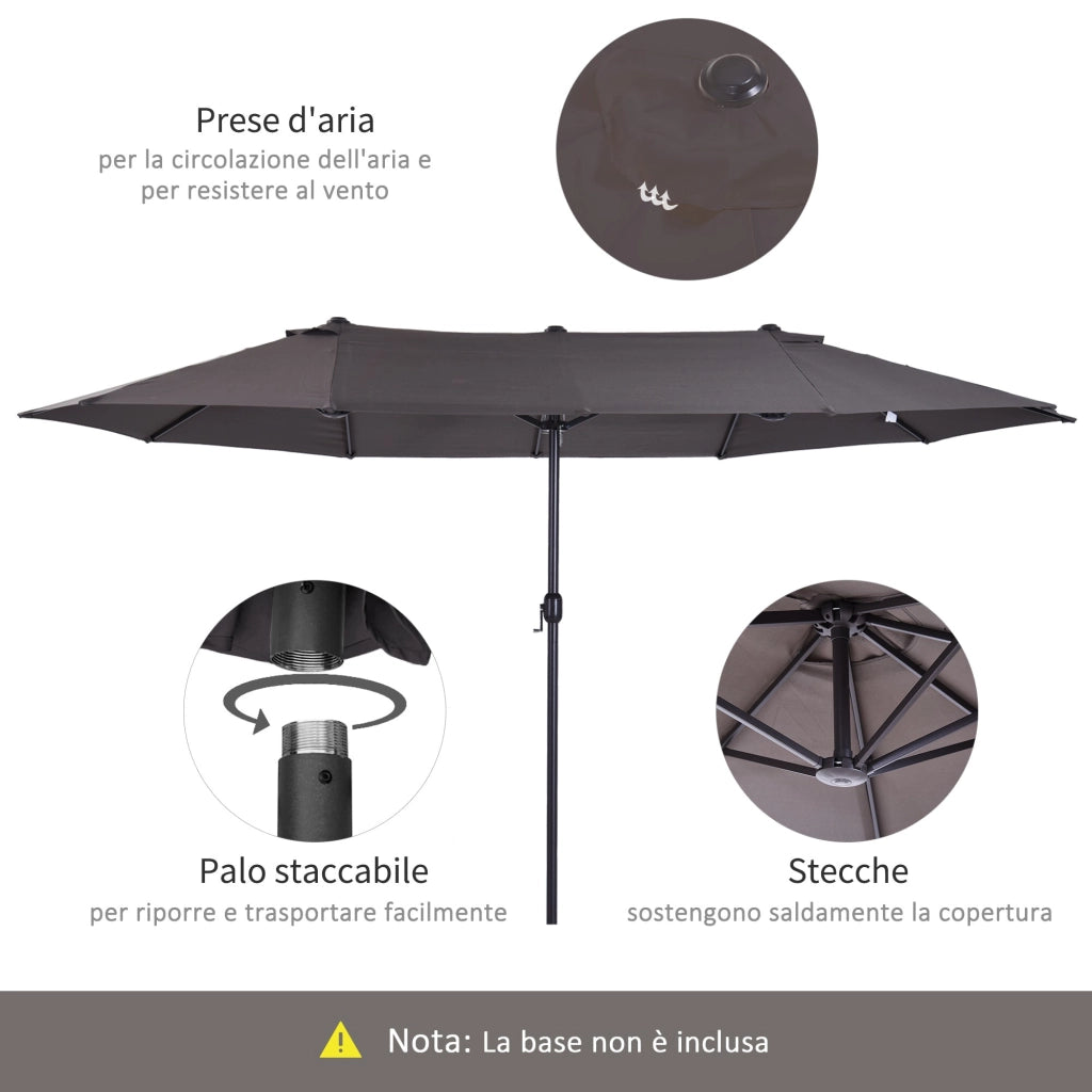 Ombrellone da Giardino Doppio Tetto 4,6x2,7 m  Roland Grigio