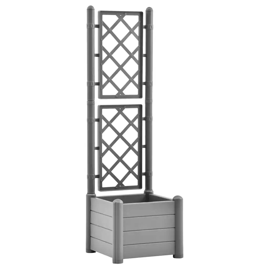 Fioriera | Cassetta per fiori | Vaso da Giardino con Graticcio 43x43x142cm PP Grigio Pietra