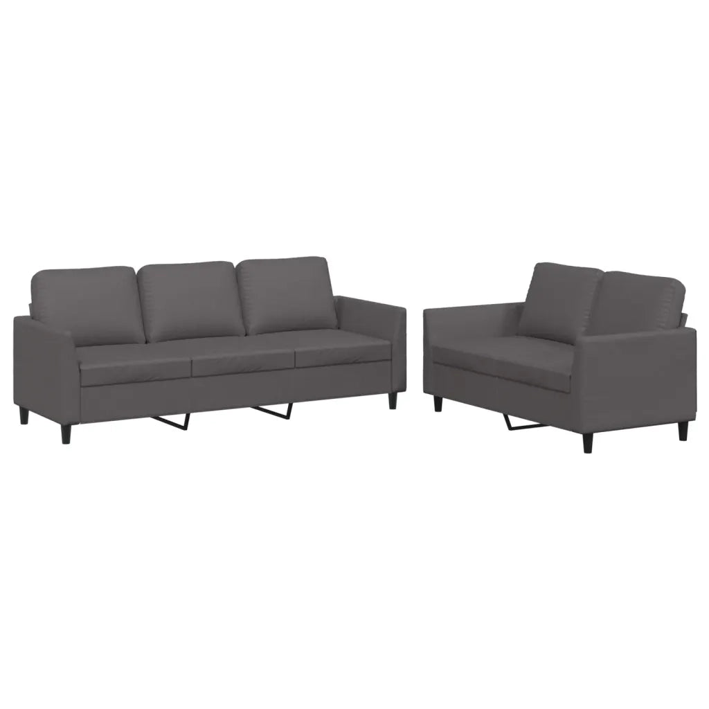 Set di Divani 2 pz con Cuscini Grigio in Similpelle 3201762