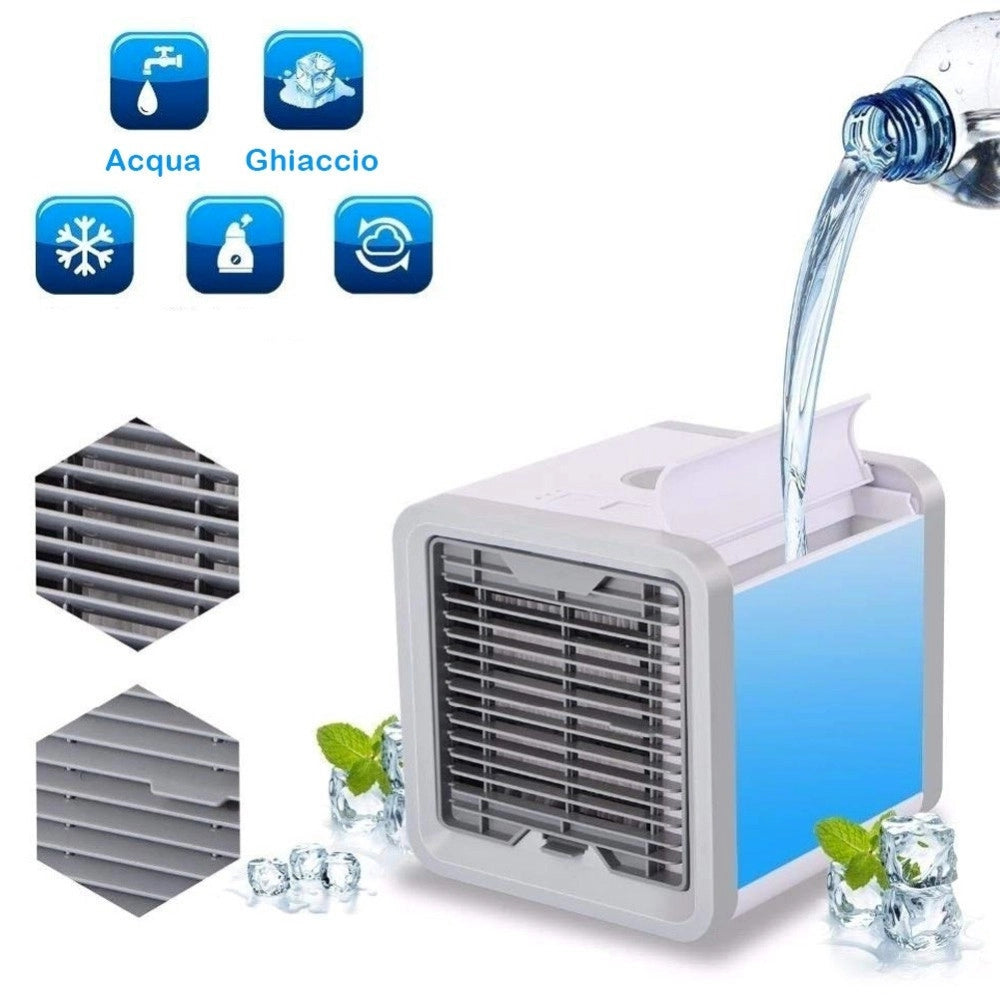 Trade Shop - Mini Condizionatore Portatile Deumidificatore A Acqua Usb Ventilatore Auto Led -