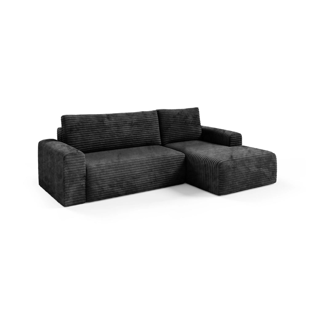 Folgarida, Divano Letto con Penisola Contenitore, 268x163 cm Nero