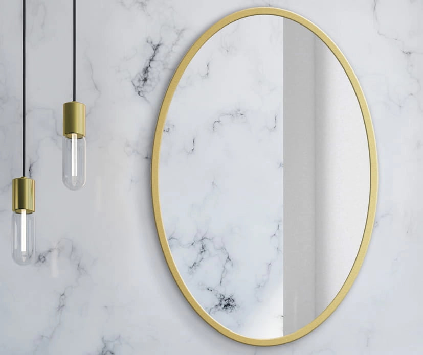 SPECCHIO Valora 60CM CON CORNICE ORO Rotondo in Metallo Design Scandinavo