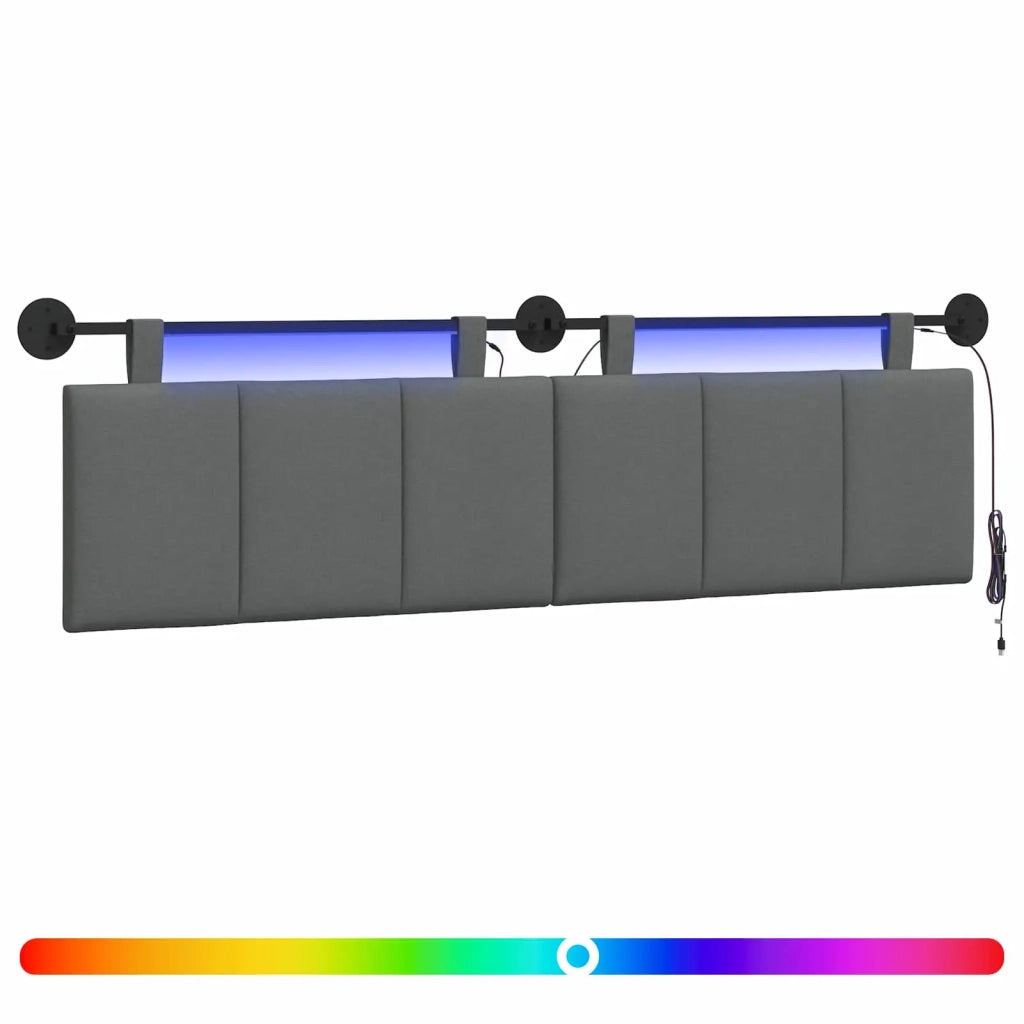 Testiera sospesa Con luce LED Grigio Scuro Tessuto