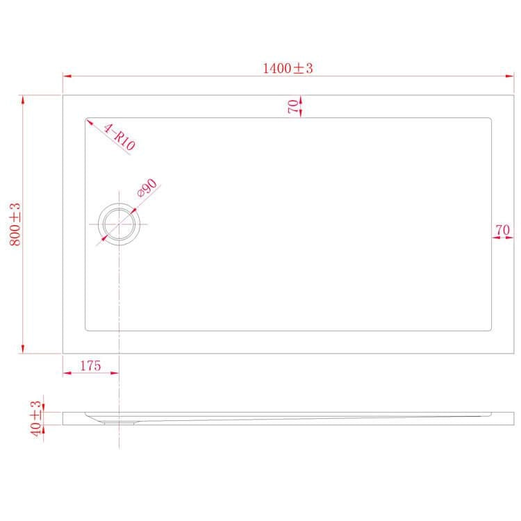Piatto Doccia 70x170 cm in Acrilico Fosterberg Floret Antracite