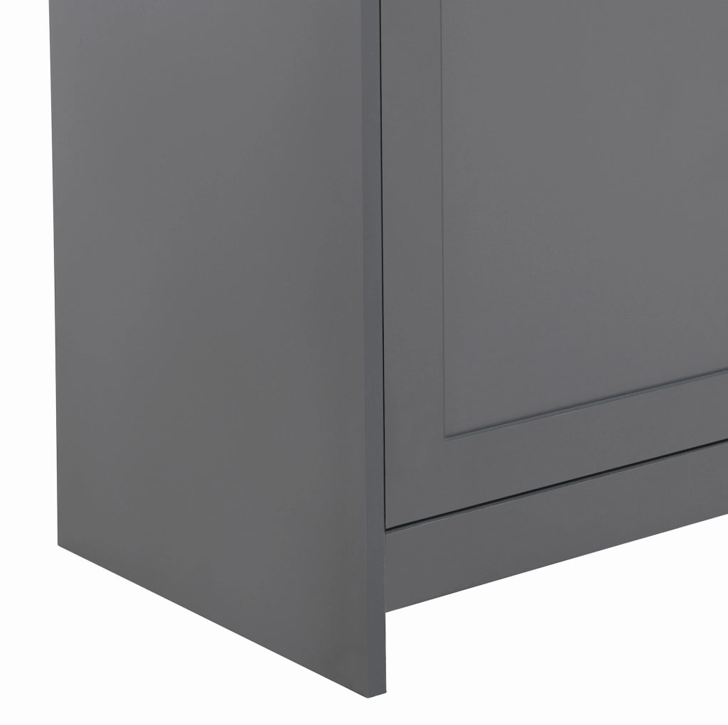 Sideboard 160x37x75 cm con 3 cassetti; 4 ante e ripiani regolabili; MDF nero e grigio
