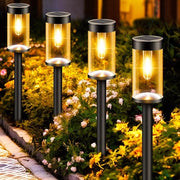 Luci solari da giardino all'aperto - 4 pezzi, bianco caldo tungsteno, IP65, impermeabili, decorazioni per giardino, prato, cortile, regali