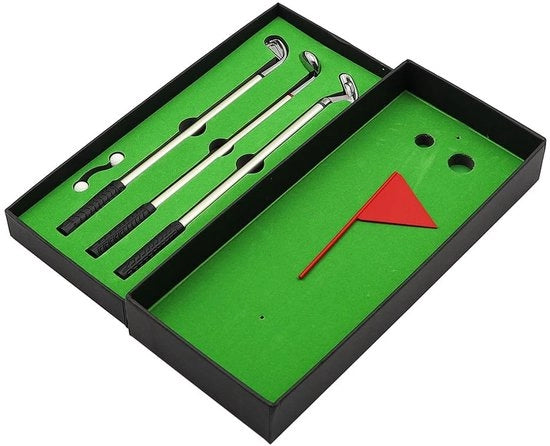 Set di pennelli da golf stile moderno - Giochi da tavolo mini - Giocattoli per fidget - Regalo per adulti - 3 x Pennelli da golf - 2 x Palline da golf (10 mm) - Materiale per pennelli in lega di alluminio - Gioco per fidget