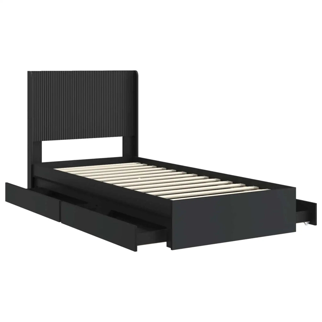 Struttura del letto con stoccaggio e testata Nero 75 x 190 cm 3414068