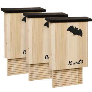 Set di 3 Casette per Pipistrelli 25x6x37,5 cm in Legno di Abete per Esterni in Legno di Abete