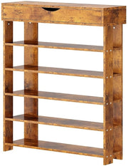 Rack per scarpe in legno - 5 livelli - marrone vintage - 20 pair di scarpe