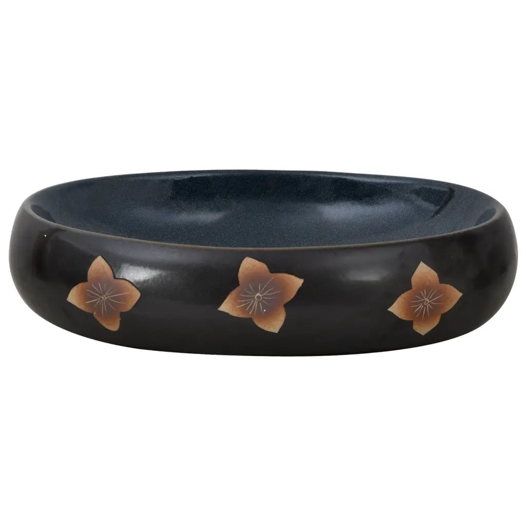 Lavabo da Appoggio Nero e Blu Ovale 59x40x15 cm Ceramica 155088