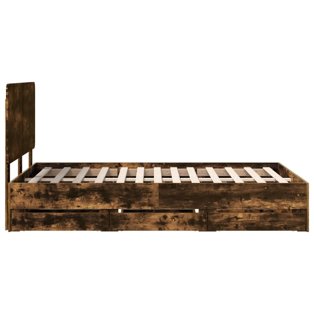 Struttura del letto con cassetto Rovere fumé 120 x 190 cm 3412620