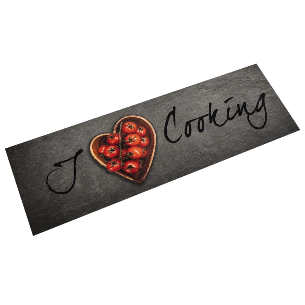Tappetino da cucina lavabile in velluto 150 x 45 cm antiscivolo elegante per uso interno in poliammide grigio 02_0056456
